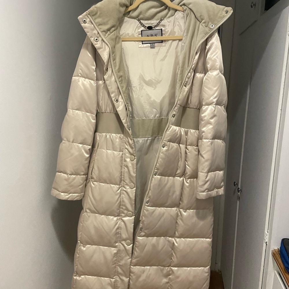 ABS coat with fox fur trim - M (cream color) Y2K